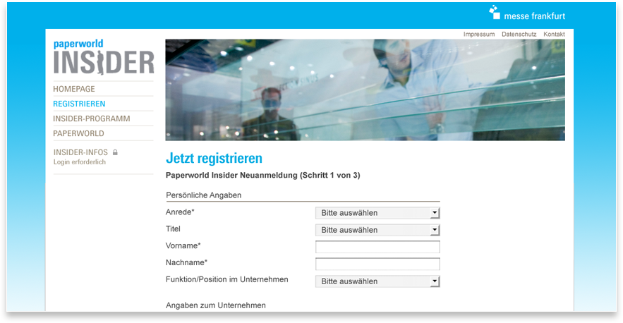 Paperworld Website Registrierung