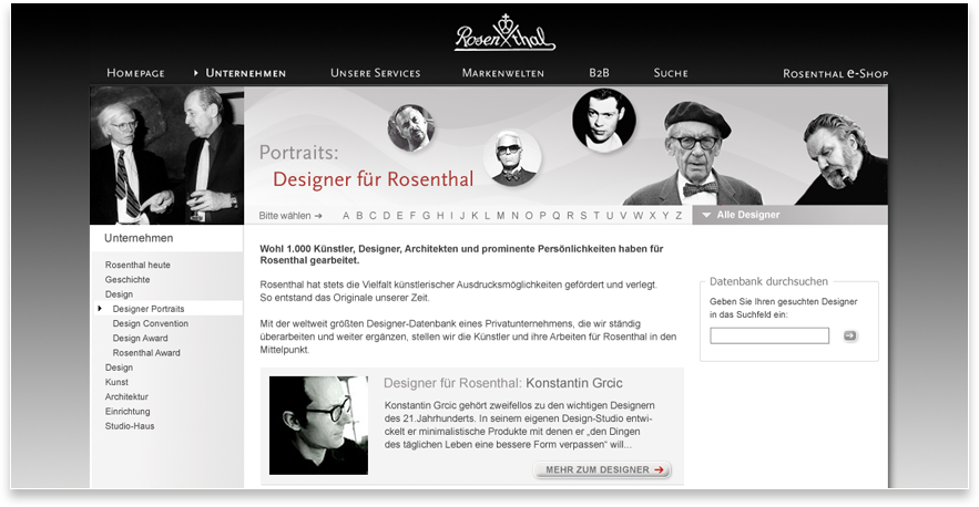 Rosenthal Website Designer Für Rosenthal