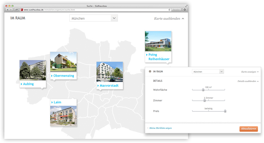 Südhausbau Web Relaunch Suchformular