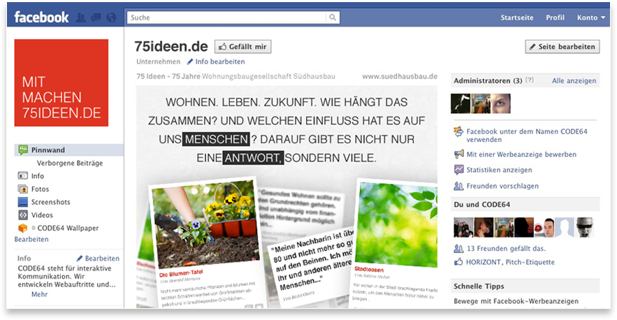 75 Ideen Website Facebook