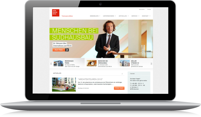 Südhausbau Web Relaunch Desktop Interface